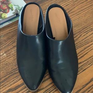 Black chunky heel slides